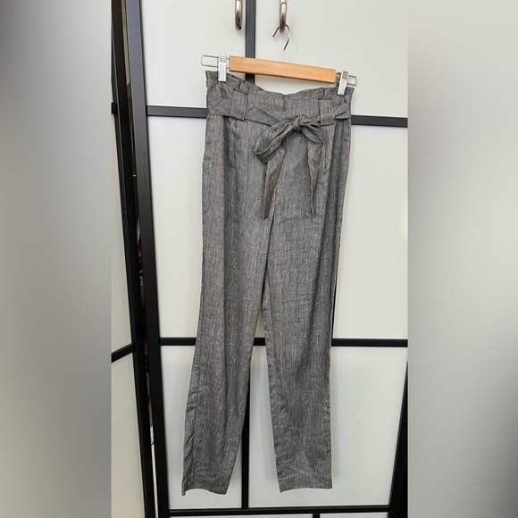 Express Paperbag Ankle High Rise Pants Sz 0R XS 0 Linen - Picture 2 of 9